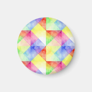 Íman Padrão de Colcha de Diamante Arco-Íris em Aquarela