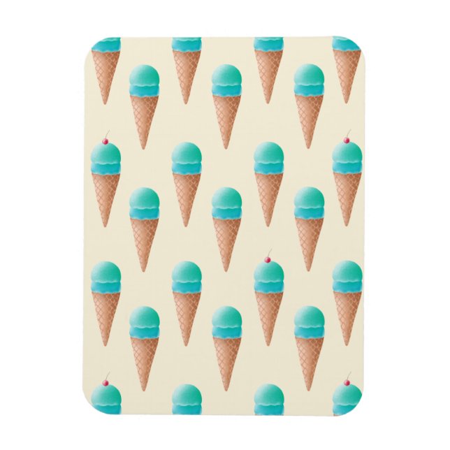 Íman Padrão de Cone Sorvete Azul, Amarelo Claro (Vertical)