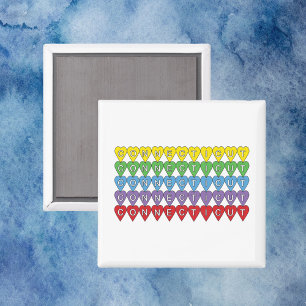 Íman Padrão de Corações Arco-Íris de Connecticut