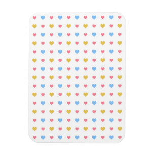 Íman Padrão de Corações Coloridos Pequenos Rosa Azul Am