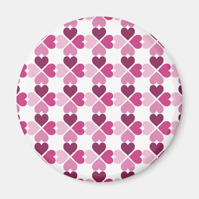 Íman Padrão de Corações Rosa (Frente)