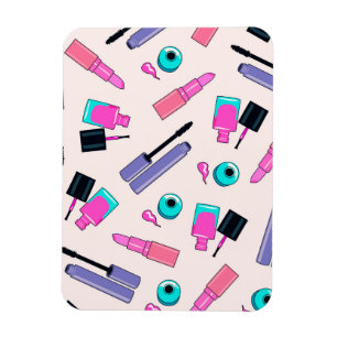 Íman Padrão de cosméticos de maquiagem rosa e roxo