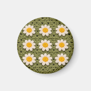 Íman Padrão de Crochê Floral Quadrado da Vovó Margarida