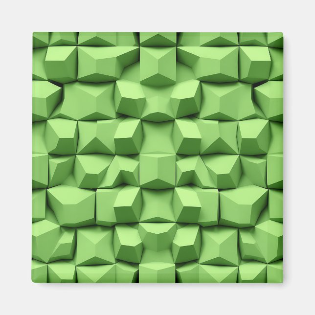 Íman Padrão de Cubo Geométrico 3D em Verde Salvia (Frente)