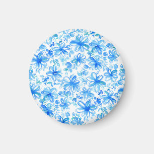 Íman Padrão De Cuta De Chintz Floral De Aquarela