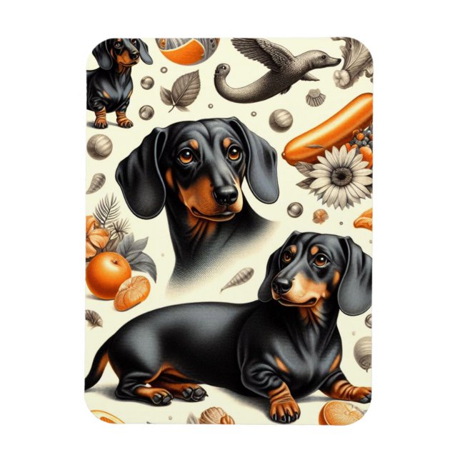 Íman Padrão de Dachshund Cute (Vertical)