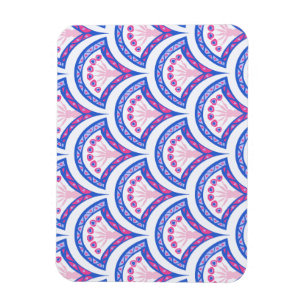 Íman padrão de damasco floral azul