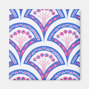 Íman padrão de damasco floral azul
