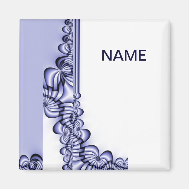 Íman Padrão de Design gráfico - azul branco + texto (Frente)