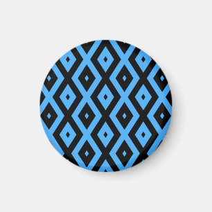 Íman Padrão de diamante azul-céu e preto