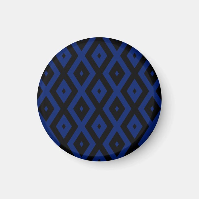 Íman Padrão de diamante azul e preto (Frente)