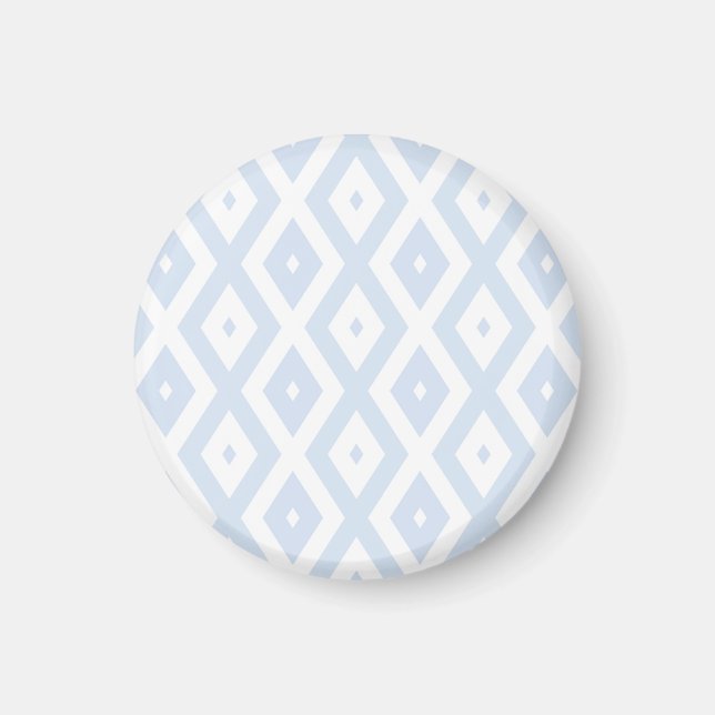 Íman Padrão de diamante branco e azul pálido (Frente)