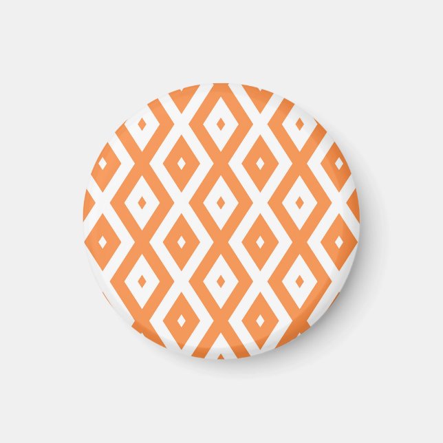 Íman Padrão de diamante branco e laranja (Frente)