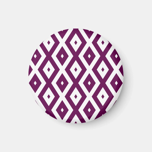Íman Padrão de diamante branco e roxo de ameixa (Frente)