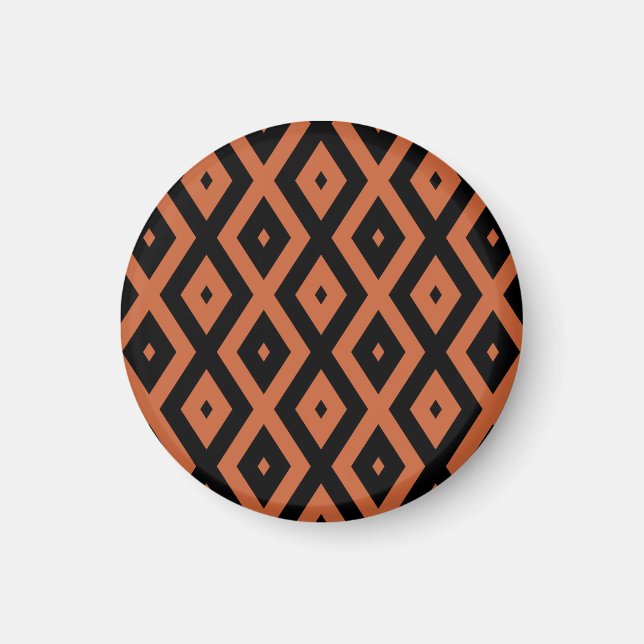 Íman Padrão de diamante laranja e preto (Frente)