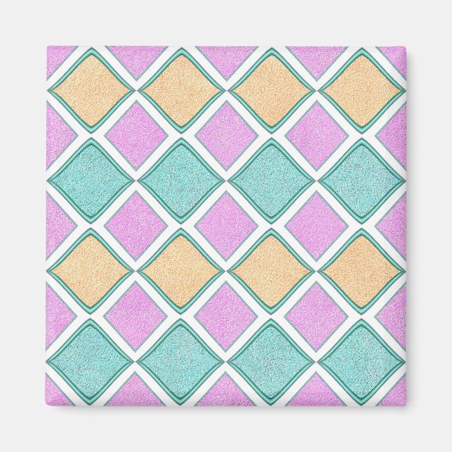 Íman Padrão de Diamante Prisma Harlequim Pastel (Frente)