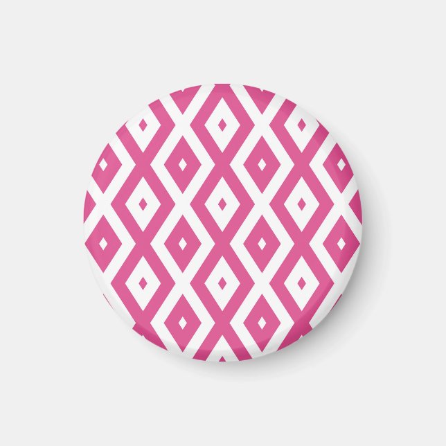 Íman Padrão de diamante rosa e branco (Frente)