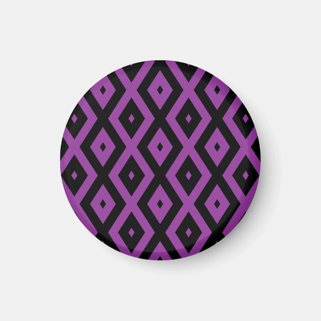 Íman Padrão de diamante roxo e preto (Frente)