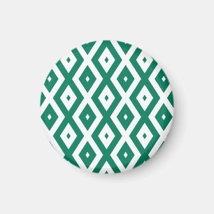 Íman Padrão de diamante verde-florestal e branco