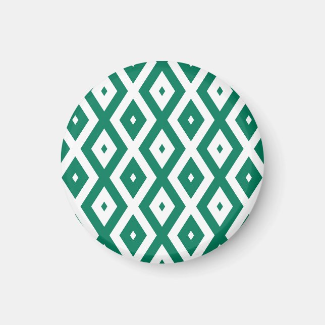 Íman Padrão de diamante verde-florestal e branco (Frente)