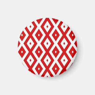 Íman Padrão de diamante vermelho e branco