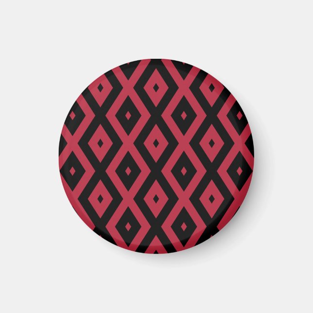 Íman Padrão de diamante vermelho e preto (Frente)