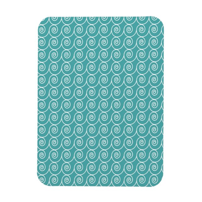 Íman Padrão de Dica Curlie Aqua e Branco (Vertical)