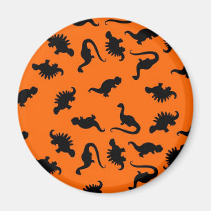 Íman Padrão de Dinossauro Fofo em Laranja