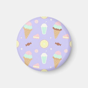 Íman Padrão de Doces Sorvete Kawaii