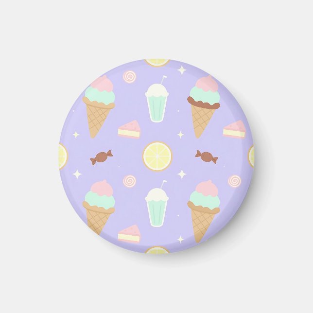 Íman Padrão de Doces Sorvete Kawaii (Frente)