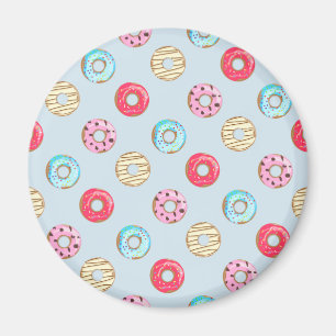 Íman Padrão de Donut Glasé Fofinho Azul Claro