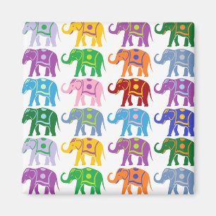Íman Padrão de Elefantes Decorativos Coloridos