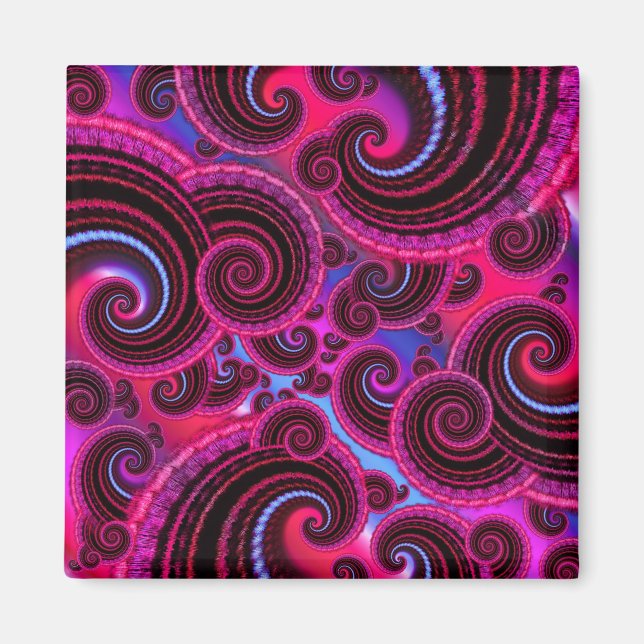 Íman Padrão de espiral rosa e turquesa (Frente)