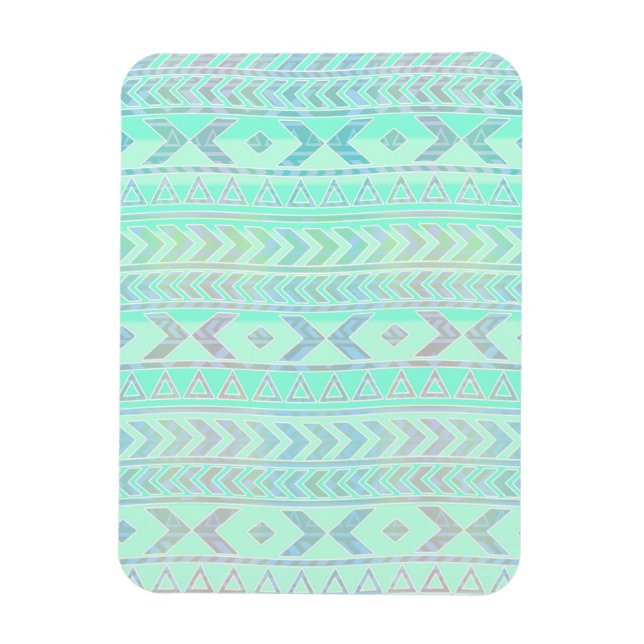 Íman Padrão de Estilo de Arte Azteca em Azul Pastel (Vertical)