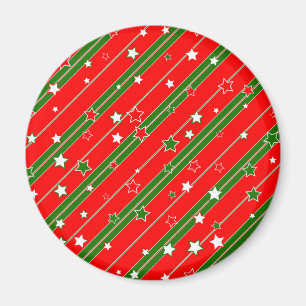 Íman Padrão de Estrela de Natal Vermelha e Verde