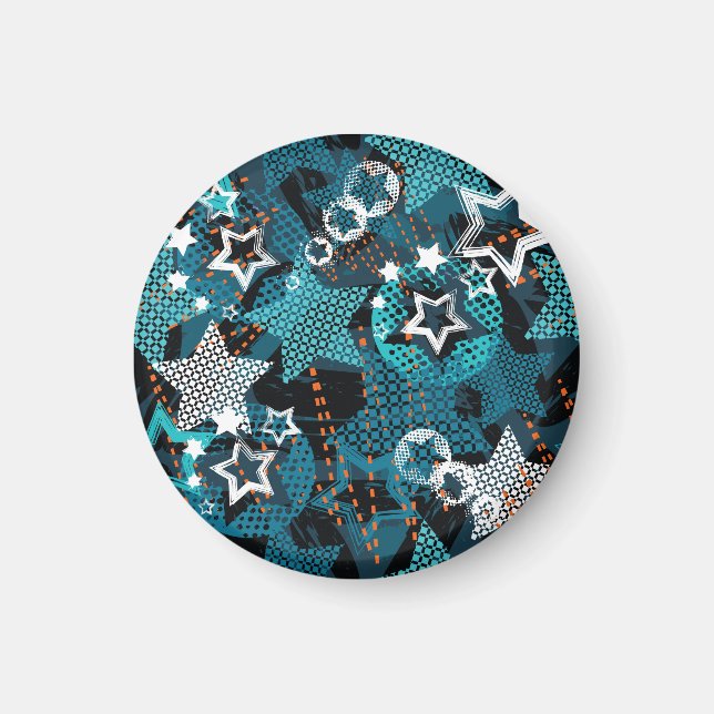 Íman Padrão de estrela Grunge, design infantis brincalh (Frente)