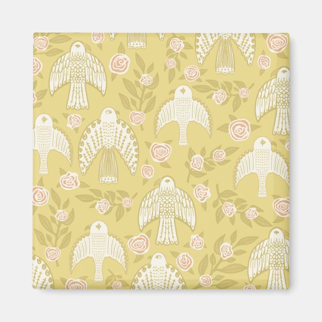 Íman Padrão de Falcões e Rosas (Frente)