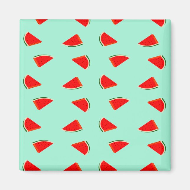 Íman padrão de fatias de melancia verde (Frente)