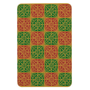 Íman Padrão de Férias Fleur-de-Lis Verde Vermelho