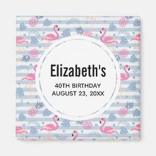 Íman Padrão de Flamingo & Abacaxi Salvar a Data