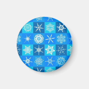 Íman Padrão de Flocos de Neve Azul