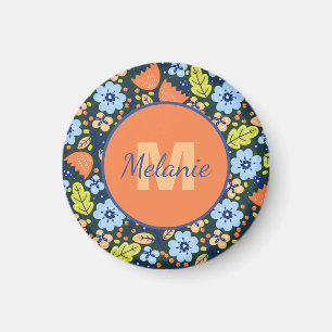 Íman Padrão de Flor Bonita Colorida Moderna Personaliza