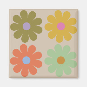 Íman Padrão de Flor Vintage Simples Pastel