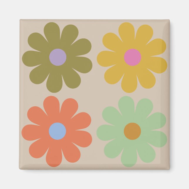 Íman Padrão de Flor Vintage Simples Pastel (Frente)