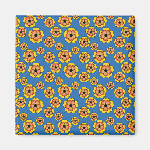 Íman Padrão de Flores de Laranja Amarelo