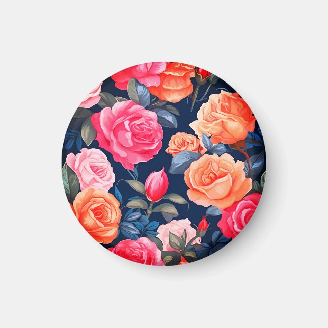 Íman Padrão de Flores de rosa florescente- 80037 (Frente)