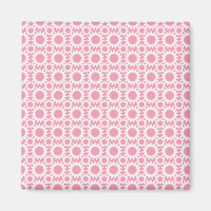 Íman Padrão de Flores Estrela Fofas Rosa e Branco