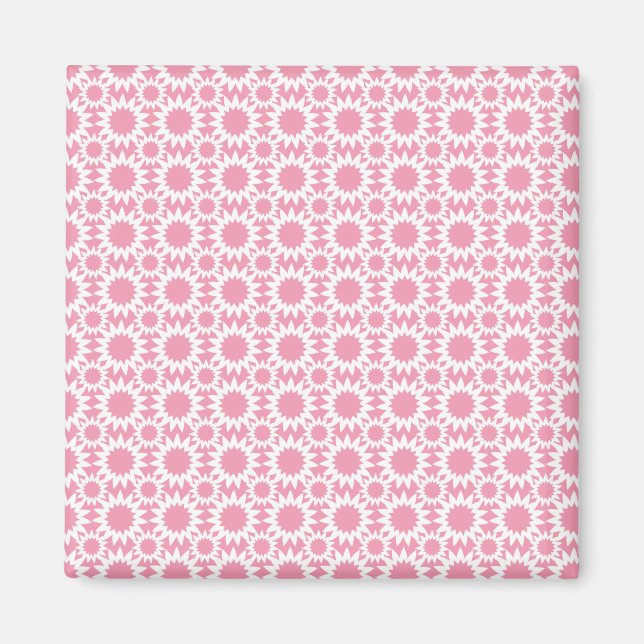 Íman Padrão de Flores Estrela Fofas Rosa e Branco (Frente)