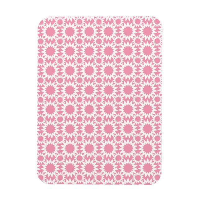 Íman Padrão de Flores Estrela Fofas Rosa e Branco (Vertical)