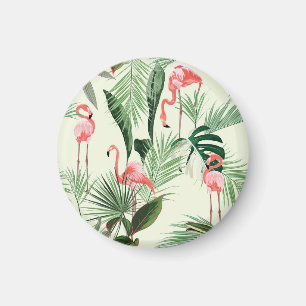 Íman Padrão de Flores Exóticas Flamingo Rosa